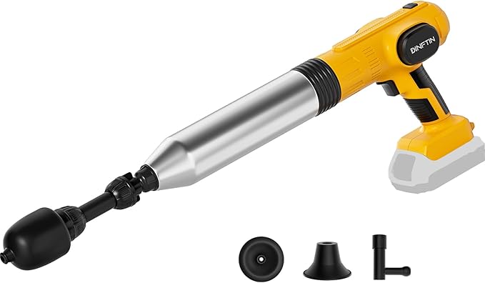 Electric Toilet Plunger Pro Compatible for Dewalt 20V Battery (Not Included) - Cordless Powerful High Pressure Unclogger, Drain Auger with 3 Heads for Bathroom, Safety & Portable Toilet Unclogged Tool
