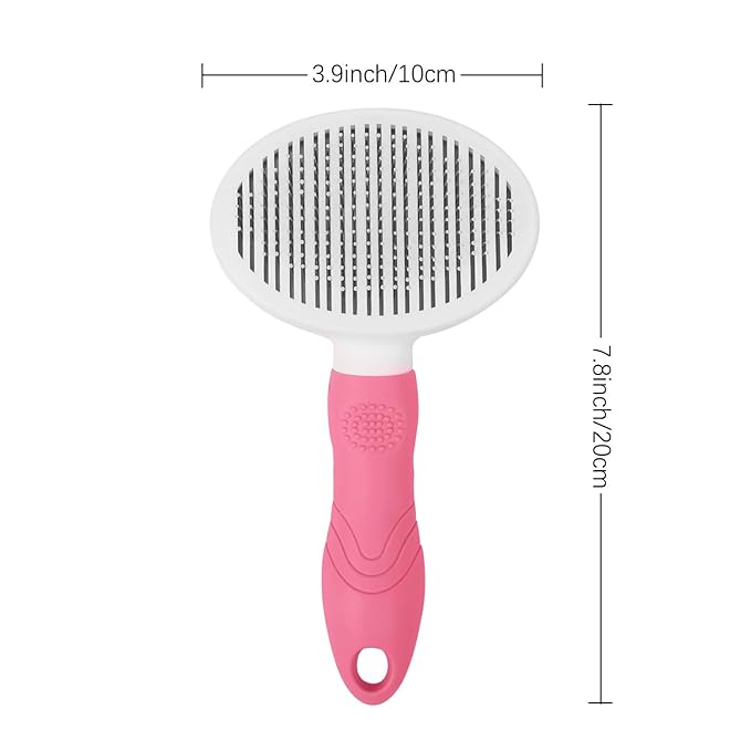 Cat Grooming Brush, Pets Skin Friendly Self Cleaning Slicker Brushes for Shedding Massage Dogs Cats Hair Gentle Remove Loose Undercoat with Long or Short Hairs for All Fur Type- UPGRADED (Pink)