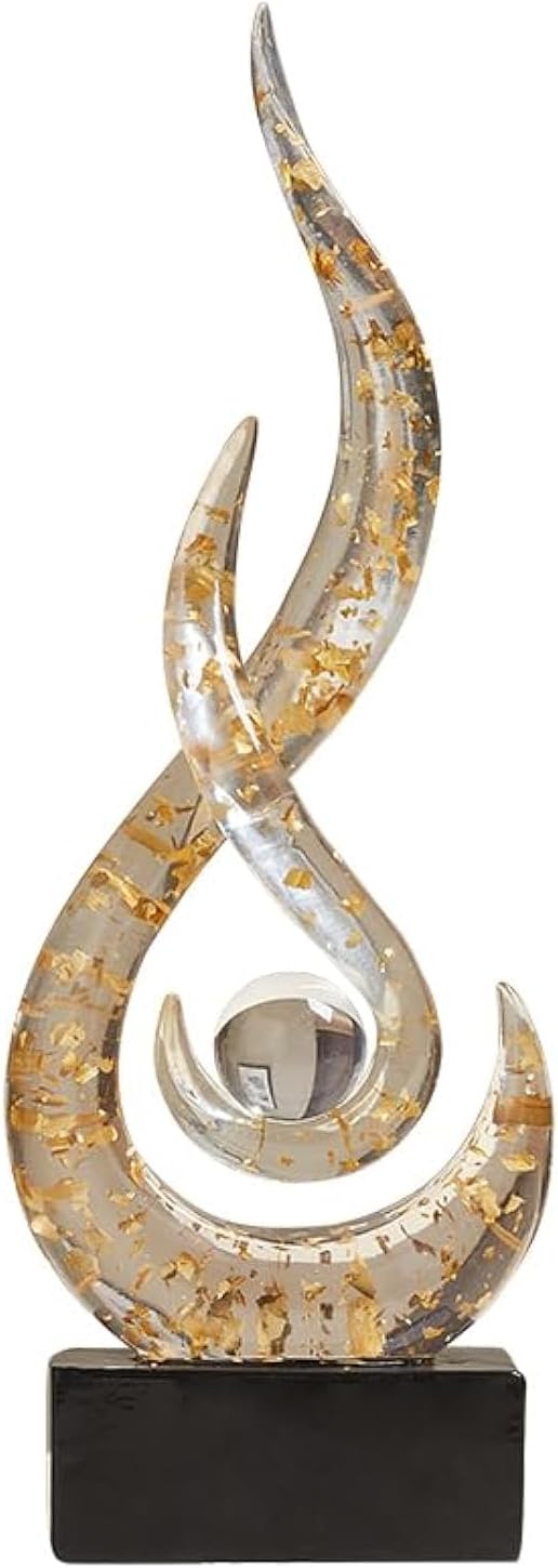 Modern Abstract Art Table Decoration,Resin Flame Statue Modern Gold Centerpiece Ornaments for Living Room Great Gift Idea Home Decor,Collectibles