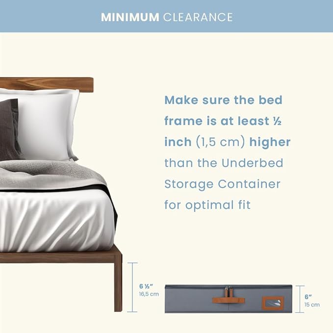 OrganiHaus Under Bed Storage Containers, Bedroom Storage and Organization Bins, Clothes Organizer for Closet with Clear Cover and Reinforced Handles - Set of 2 33x17x6 inches White Striped