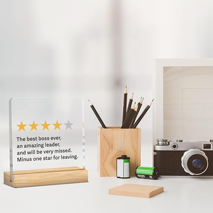 Funny Best Boss Leaving Gift for Women Men Office Decor Acrylic Plaque Leadership Thank You Gifts for Manager Mentor Inspirational Gift 4x4 Inches
