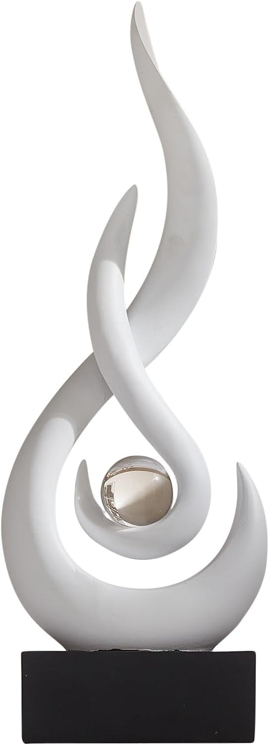 Modern Abstract Art Table Decoration,Resin Flame Statue Modern White Centerpiece Ornaments for Living Room Great Gift Idea Home Decor,Collectibles