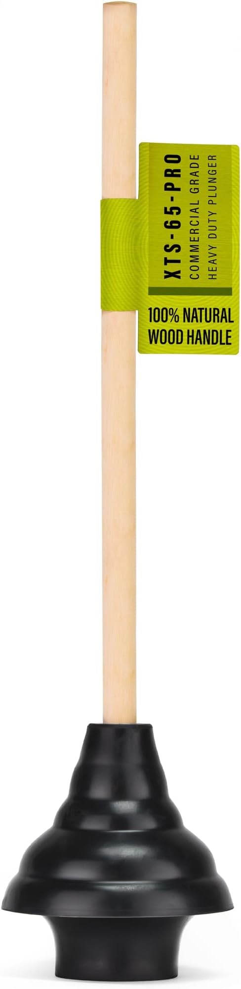 SteadMax XTS-65-PRO Heavy Duty Toilet Plunger, Commercial Grade, Powerful Double Thrust Force Rubber Cup with Wood Handle, for Clogged Bathroom, Shower, and Kitchen (22" x 5.75")