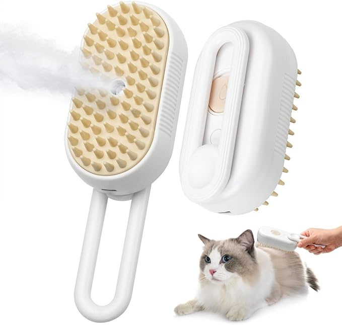 KALIMO 3-in-1 Pet Spray Grooming Brush for Cats and Dogs, Mist Brush with Massage Tips and Deshedding Comb, Cordless Rechargeable, Helps Reduce Loose Fur and Tangles, for Short or Long Hair