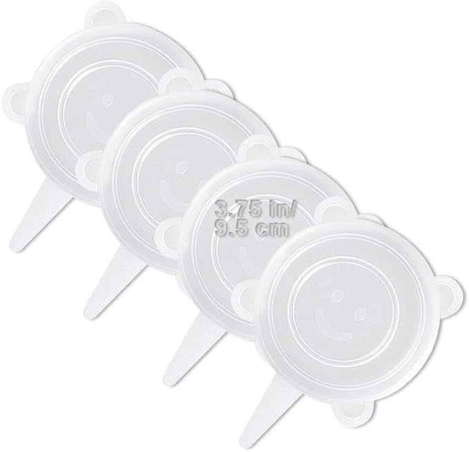 4 Pack Same Size Silicone Stretch Lids, Thicker Reusable Sturdy Silicone Container Cover, Expandable Food Storage Covers, Dishwasher and Freezer Safe, 3.75in(9.5cm)