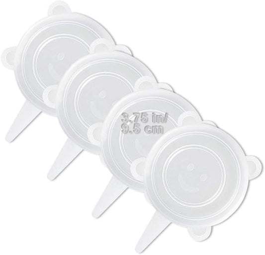 4 Pack Same Size Silicone Stretch Lids, Thicker Reusable Sturdy Silicone Container Cover, Expandable Food Storage Covers, Dishwasher and Freezer Safe, 3.75in(9.5cm)