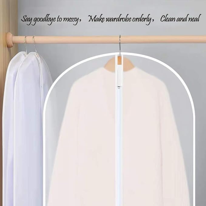 Garment Bags (set of 12) for Wedding Dress Garment Bag Closet Cover for Open Closet Clothes Storage Bag with Zipper Gown Garment Bag for Long Dresses