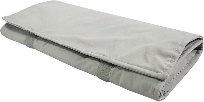 Portable Jewelry Roll Untangled Secure Necklace Travel Storage Bag Displays Holder 16 Chain (Beige)