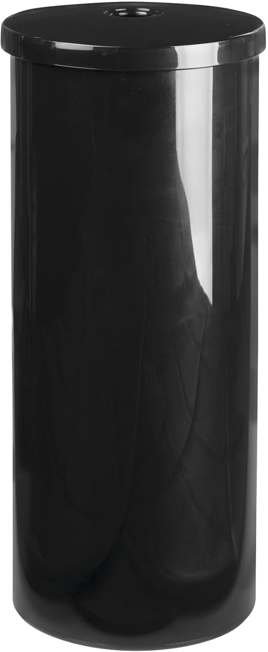 iDesign Freestanding Toilet Paper Canister with Lid for 3 Extra Rolls, Black, Made in USA