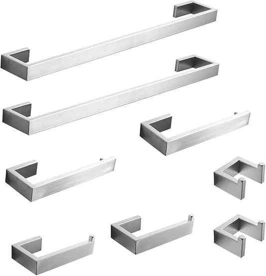 Fapully 8 Piece Bathroom Accessories Set Stainless Steel,Bathroom Hardware Set Brushed Nickel Wall Mounted