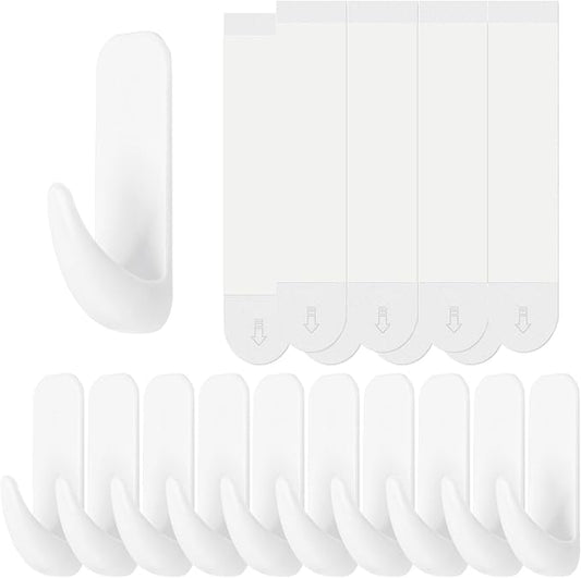 Wall Hooks for Hanging 10 Large Hooks, Heavy Duty Wall Hooks with 10 Strips, Damage Free Adhesive Hooks for Key Holder, Coat, Door, Shower Hanging