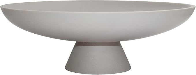 Large Decorative Bowl, Modern Resin Pedestal Bowl for Home Decor, Stylish Fruit Bowl for Kitchen Counter, Chic Key Holder for Entry Table, Grey