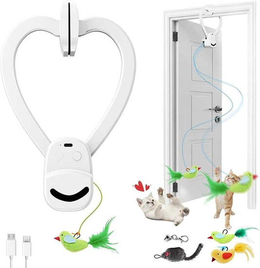 Interactive Cat Toys for Indoor Cats Automatic Electric Flying Bird Feather Mouse Toy - Best Kitten & Adult Cat Enrichment Mouse cat Toy Hanging Electric Kitty Toys for Bored Cats