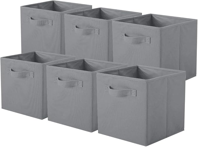 ShellKingdom Storage Bins, Foldable Fabric Storage Cubes And Cloth Organizer Drawer For Closet And Toys, 6 Pack (Gray)