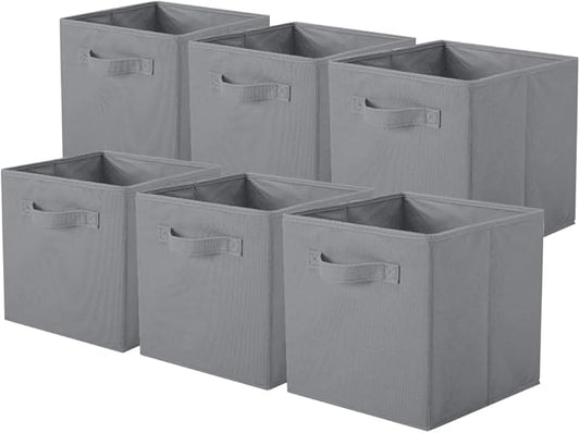 ShellKingdom Storage Bins, Foldable Fabric Storage Cubes And Cloth Organizer Drawer For Closet And Toys, 6 Pack (Gray)