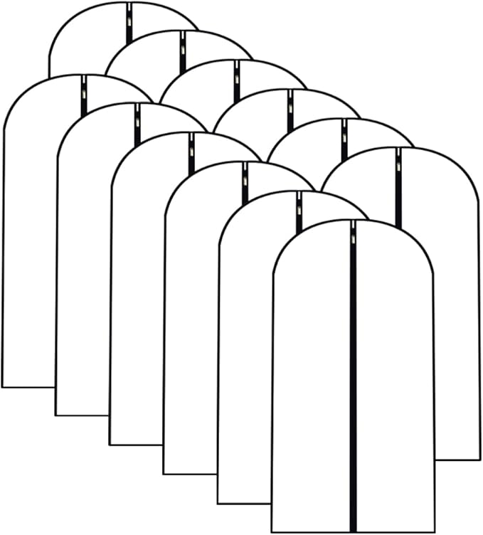 Garment Bags for Hanging Clothes 12 PCS Transparent Waterproof Dustproof Storage for Wardrobe Storage Suit Covers for Closet Clear Reuse Full Zipper for Costumes Suits Coats 24''x48''
