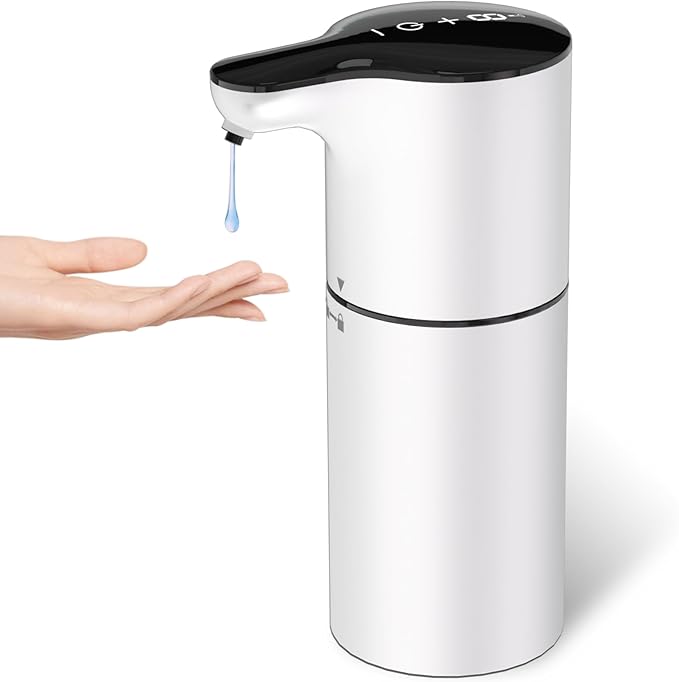 YIKHOM Automatic Liquid Soap Dispenser, Touchless Dish Soap Dispenser, 450mL/15.37 oz Electric Soap Dispenser 8 Level Adjustable Control, USB C Rechargeable Auto Soap Pump Hands Free for Kitchen