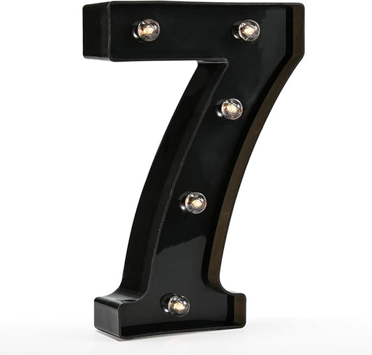 Light Up Black Alphabet Marquee Number Sign LED Marquee Number Lights Sign for Night Light Home Bar Christmas Lamp Birthday Party Wedding Decoration 7