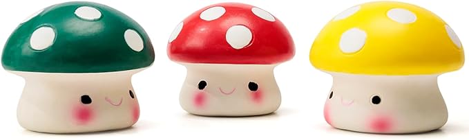 Squeaky Dog Toys, Soft Latex Squeaky Dog Ball for Small Dogs Puppies, Cute Bounce Squeak Mushroom Pet Toys