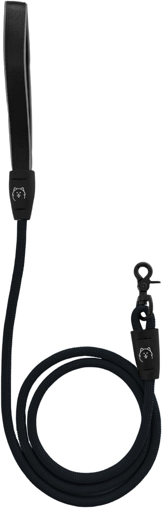 ShawnCo Basecamp Rope Dog Leash- Premium, Durable Pet Leash with Soft Neoprene Padded, Reflective Handle for Small, Medium and Large Dogs (Midnight, 5 Feet)