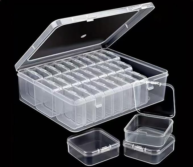 Transparent small square box 30 grid home storage box home desktop plastic storage box jewelry box