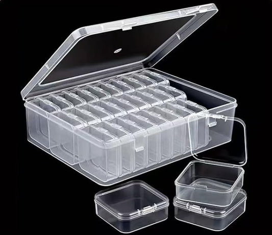 Transparent small square box 30 grid home storage box home desktop plastic storage box jewelry box