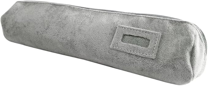 Bracelet Bangle Watch Roll Travel Pouch Jewelry Organizer, Black Gray Velvet Portable Zipper Pouch with Removable Roll Insert for Standard Size 12.5" W x 2.8" Diameter. (All Gray)