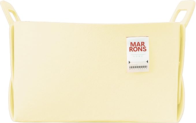 Collapsible Felt VANILLA Storage Bin Large 14.6"x9.4"x9.4" – Foldable Basket with Handles for Closet, Laundry Room Organization, Toy Storage, Decorative Storage Bins for Shelves, Nursery