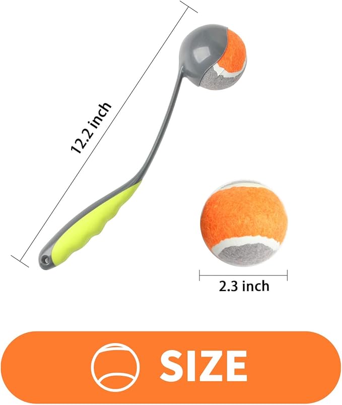 PAWISE Dog Ball Launcher for Small & Medium Dogs, 12.2" Dogs Fetch Toy with 2.3" Tennis Balll, Portable Dog Tennis Ball Thrower for Indoor & Outdoor Play, Lightweight, Durable & Hands-Free Pick-Up