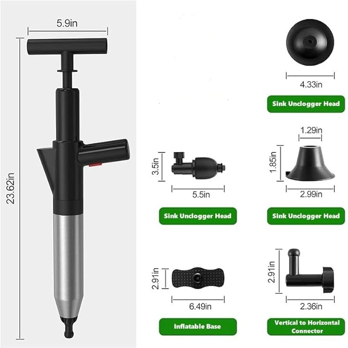Toilet Plunger High Pressure Air Drain Blaster Gun Drain Clog Remover Tools Air Plunger Heavy Duty Drain Powerful Plungers for Toilet Unclog Toilet, Floor Drain, Bathroom（Black）
