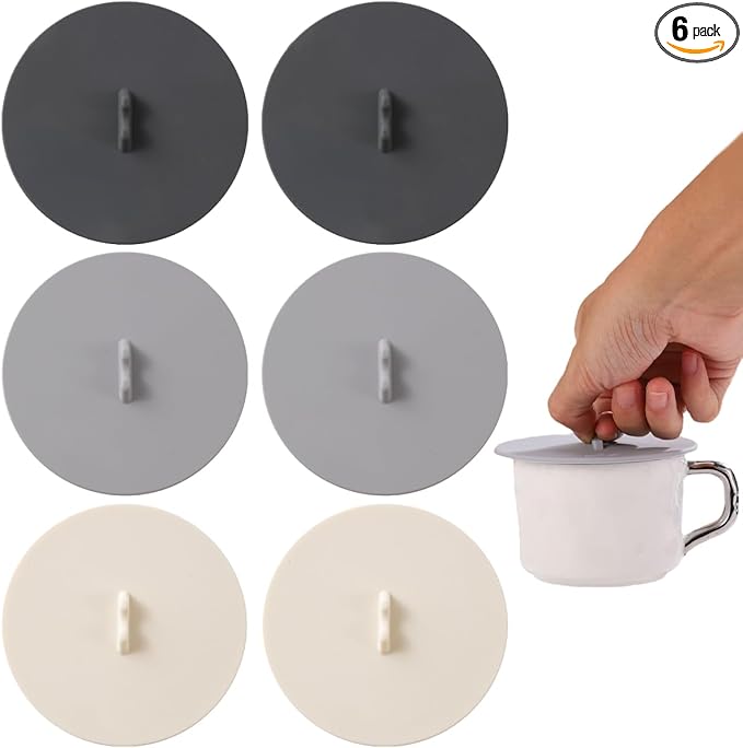 6 PCS Silicone Cup Covers Silicone Cup Lids Anti-dust Airtight Seal Lids Silicone Mug Cover Creative Mug Lids Reusable Silicone Coffee and Tea Cup Lids for Mugs Tea Cups Coffee Cup