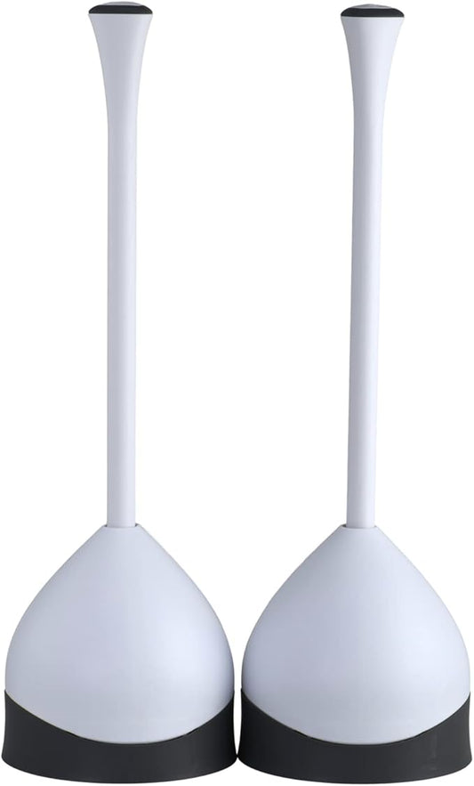 Clorox Toilet Plunger with Hideaway Caddy, Set of 2 – for Bathroom Organization and Storage, Bathroom Accessories, Toilet Unclogger, with Holder, White