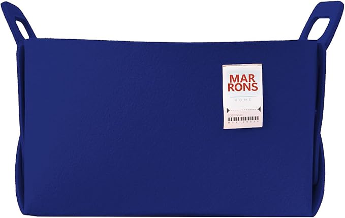 Collapsible Felt BLUE Storage Bin Large 14.6"x9.4"x9.4" – Foldable Basket with Handles for Closet, Laundry Room Organization, Toy Storage, Decorative Storage Bins for Shelves, Nursery Storage