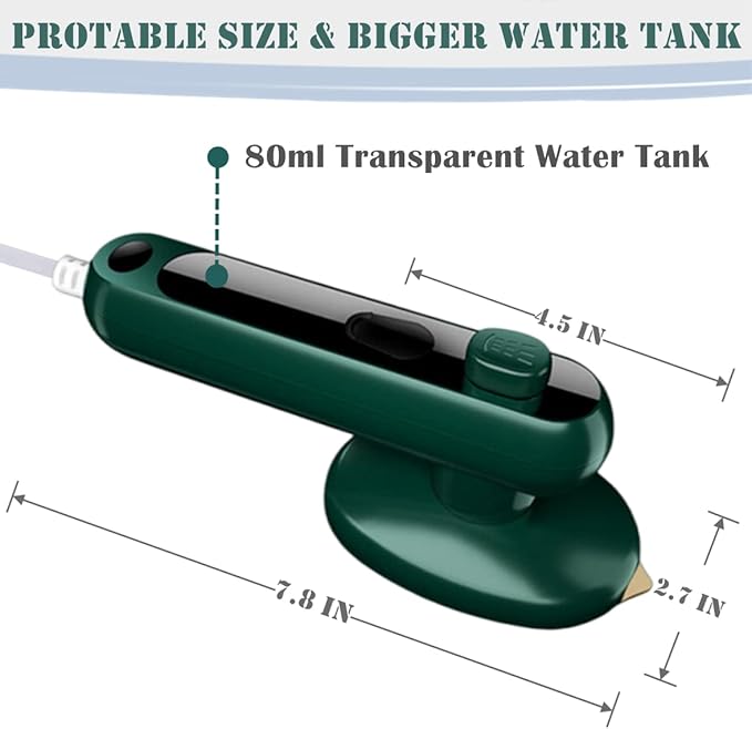 Mini Travel Iron for Clothes, Portable Mini Iron for Travel, Portable Mini Ironing Machine for Dry & Wet Ironing. (Green)