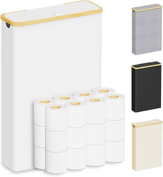 SpaceAid Extra Large Toilet Paper Storage with Lid, Hold up to 24 Regular Rolls or 18 Mega Rolls, Slim Toilet Paper Basket Holder Bin Container, Bathroom Accessories Organizer, White