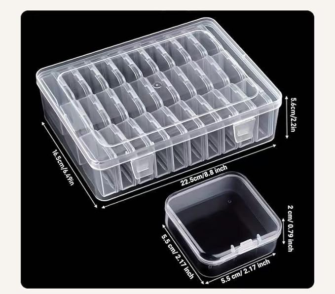 Transparent small square box 30 grid home storage box home desktop plastic storage box jewelry box
