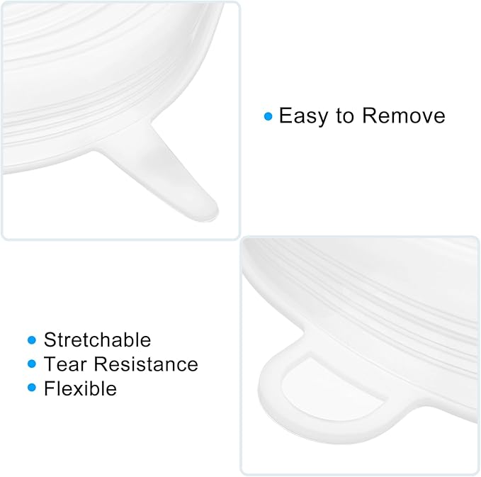 uxcell Silicone Stretch Lids, 4Pack 3.74" Round Container Lid Silicone Bowl Covers Reusable Silicone Lids for Cups, Bowls and Food Cover, White