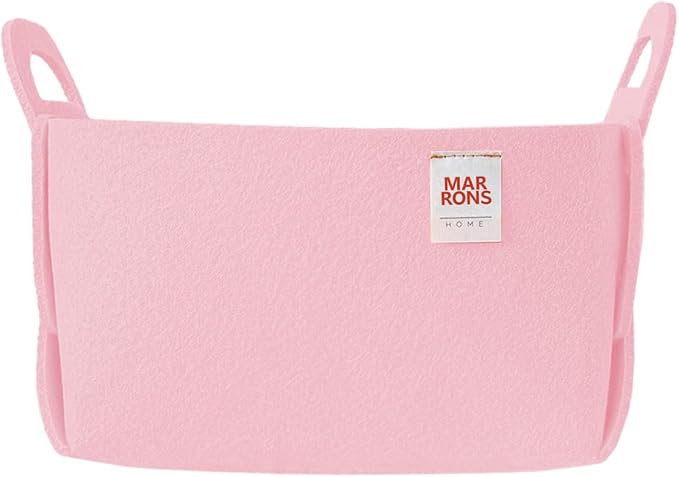 Collapsible Felt BABYPINK Storage Bin Small 7.1"x5.1"x5.1" – Foldable Basket with Handles for Closet, Toy Storage, Laundry Room Organization, Decorative Storage Baskets for Shelves, Nursery