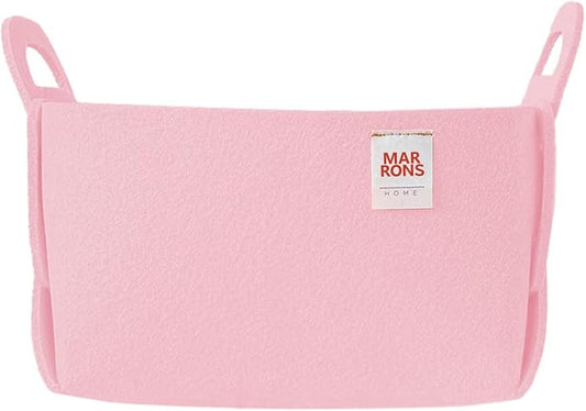 Collapsible Felt BABYPINK Storage Bin Small 7.1"x5.1"x5.1" – Foldable Basket with Handles for Closet, Toy Storage, Laundry Room Organization, Decorative Storage Baskets for Shelves, Nursery