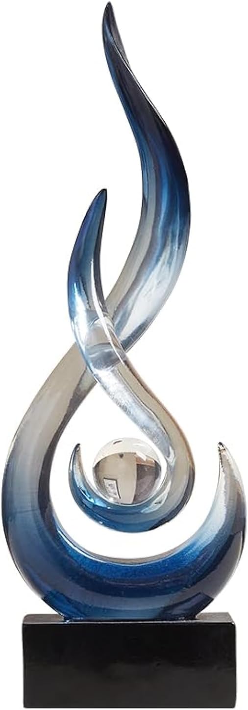 Modern Abstract Art Table Decoration,Resin Flame Statue Modern Blue Centerpiece Ornaments for Living Room Great Gift Idea Home Decor,Collectibles