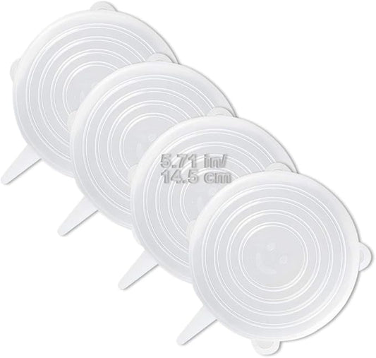 4 Pack Same Size Silicone Stretch Lids, Thicker Reusable Sturdy Silicone Container Cover, Expandable Food Storage Covers, Dishwasher and Freezer Safe, 5.71in(14.5cm)