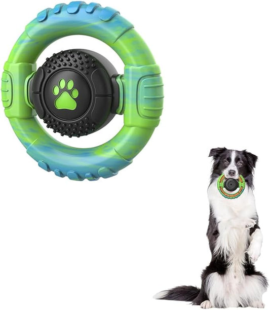 Dog Toys for Aggressive Chewers Large Medium Breed, Indestructible Squeaky Dog Chew Toys, Tough Nylon Rubber Interactive Dog Toys to Keep Them Busy