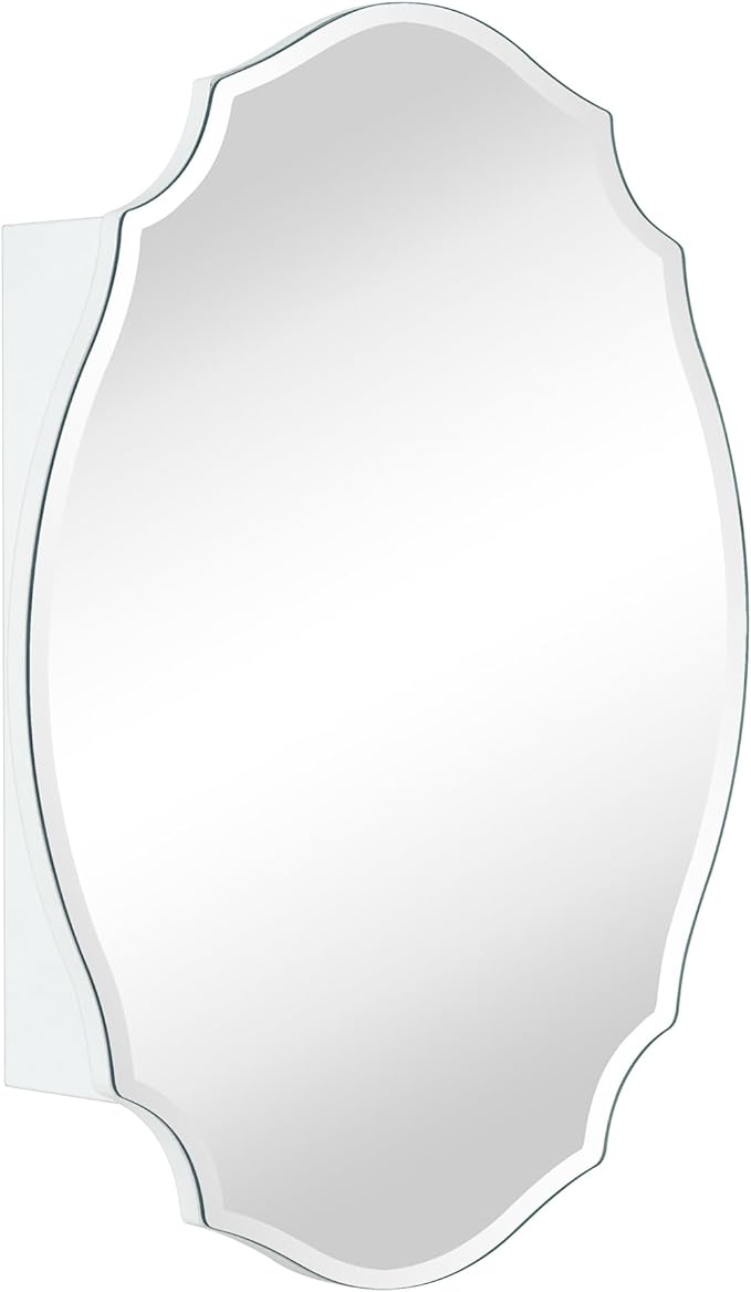 TOMACE Frameless Assymetrical Oval Medicine Cabinet with Beveled Mirror Irregular Surface Bathroom Medicine Cabinet Mirror with Storage for Bathroom 19'' H x 24'' W