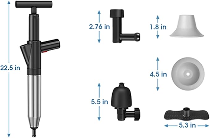 TheElves Toilet Plunger Heavy Duty, Electric High Pressure Toilet Clog Remover Tool, Powerful Bathroom Plunger for Drain Cleaning - Black