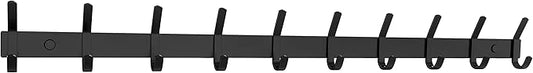 Matte Black Coat Rack Wall Mount – 30 Inch Stainless Steel Hook Rail with 10 Double Coat Hooks – Wall Mounted Entryway Organizer for Coats, Hats, Bags, Towels, Robes, Closet or Bathroom