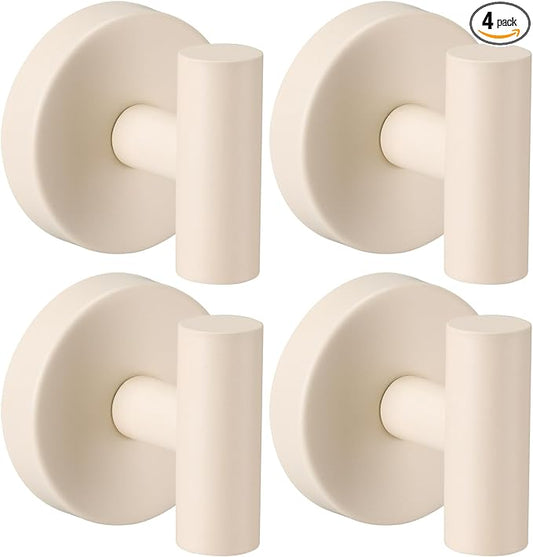 Heavy Duty Reusable Suction Cup Hooks for Shower - No Drill Bathroom/Glass/Mirror/Tiles & Metal Surfaces,and Smooth Non-Porous Surfaces for Towels, Robes, Loofahs (4, Milk White)
