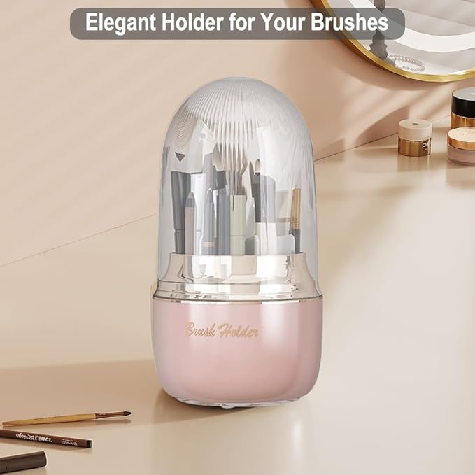 Makeup Brush Holer, 360° Rotated Cosmetic Organizer for Brushes Storage, Gift Trendy Make up Brush Storage Organizer for Bathroom, Bedroom, Dresser Countertop (Avocado Green)