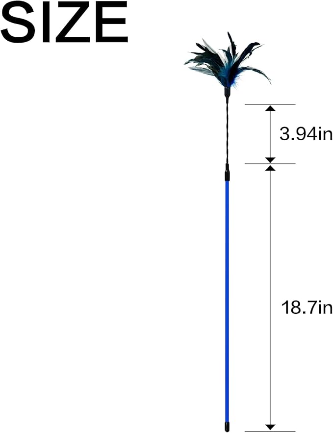 TTcat 3 PCS 22.8” Extra Long Cat Wand Toys Natural Feather Teaser Stick Toys,Interactive Toys for Indoor Cat and Kitten.