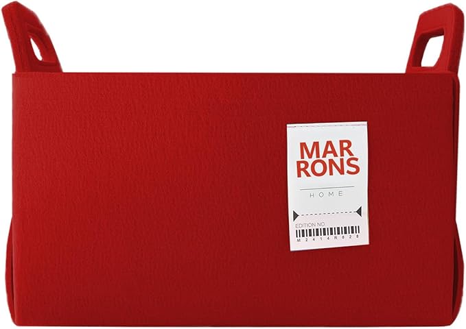 Collapsible Felt RED Storage Bin Medium 11"x7.1"x7.1" – Foldable Basket with Handles for Closet, Toy Storage, Laundry Room Organization, Decorative Storage Bins for Shelves, Cube Storage