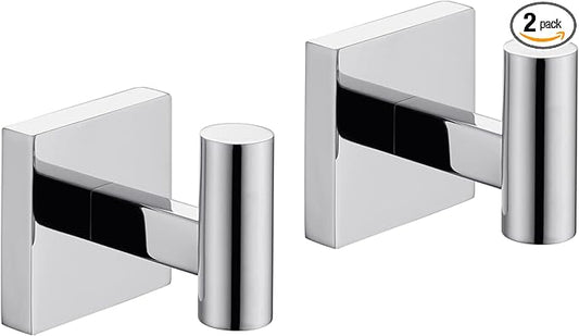 KOKOSIRI Robe Hook Bathroom Towel Coat Hooks for Bath Kitchen Wall 2 Pack Chrome Stainless Steel B1013CH-P2